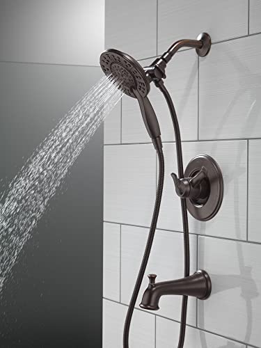 Delta Faucet Linden 17 Series Dual-Function Tub and Shower Trim Kit, Shower Faucet with 4-Spray In2ition 2-in-1 Dual Hand Held Shower Head with Hose, Venetian Bronze T17494-RB-I (Valve Not Included)
