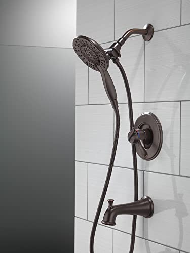 Delta Faucet Linden 17 Series Dual-Function Tub and Shower Trim Kit, Shower Faucet with 4-Spray In2ition 2-in-1 Dual Hand Held Shower Head with Hose, Venetian Bronze T17494-RB-I (Valve Not Included)