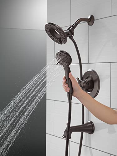 Delta Faucet Linden 17 Series Dual-Function Tub and Shower Trim Kit, Shower Faucet with 4-Spray In2ition 2-in-1 Dual Hand Held Shower Head with Hose, Venetian Bronze T17494-RB-I (Valve Not Included)
