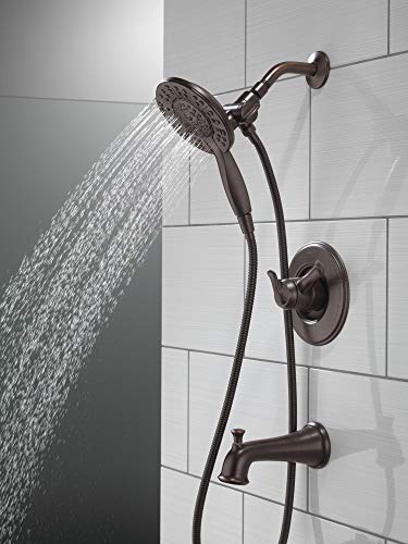 Delta Faucet Linden 17 Series Dual-Function Tub and Shower Trim Kit, Shower Faucet with 4-Spray In2ition 2-in-1 Dual Hand Held Shower Head with Hose, Venetian Bronze T17494-RB-I (Valve Not Included)