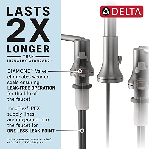 Delta Faucet Saylor Gold Widespread Bathroom Faucet 3 Hole, Gold Bathroom Faucets, Bathroom Sink Faucet with Diamond Seal Technology, Metal Drain Assembly, Champagne Bronze 3536-CZMPU-DST