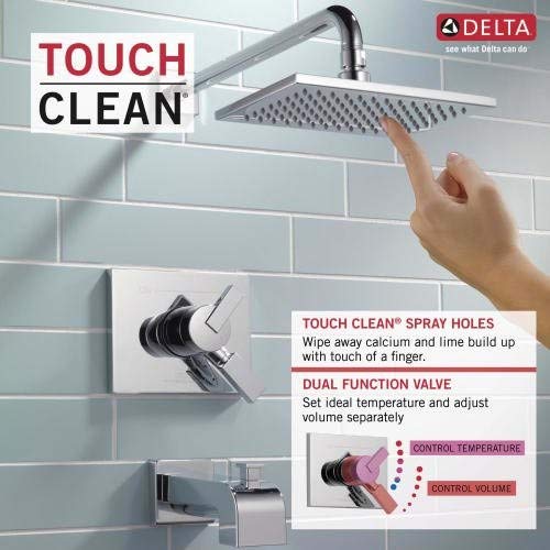 Delta Faucet Vero 17 Series Dual-Function Tub and Shower Trim Kit with Single-Spray Touch-Clean Rain Shower Head, Champagne Bronze T17453-CZ (Valve Not Included)