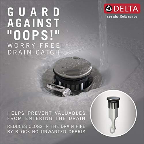Delta Faucet Pivotal Matte Black Bathroom Faucet, Single Hole Bathroom Faucet, Single Handle Bathroom Faucet, Diamond Seal Technology, Drain Assembly, Matte Black 699-BL-DST