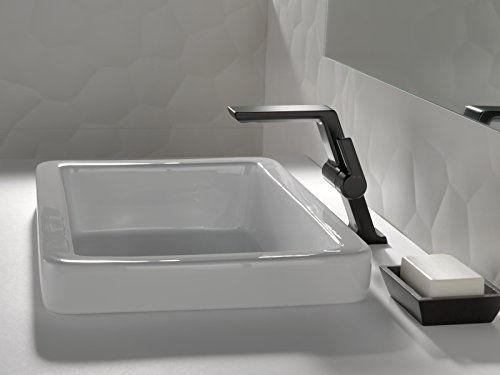 Delta Faucet Pivotal Matte Black Bathroom Faucet, Single Hole Bathroom Faucet, Single Handle Bathroom Faucet, Diamond Seal Technology, Drain Assembly, Matte Black 699-BL-DST