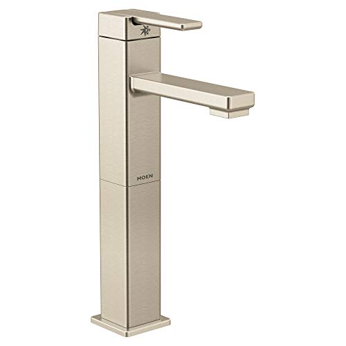 Moen S6712BN 90 Degree One-Handle Single Hole Vessel Sink Modern Bathroom Faucet, Brushed Nickel
