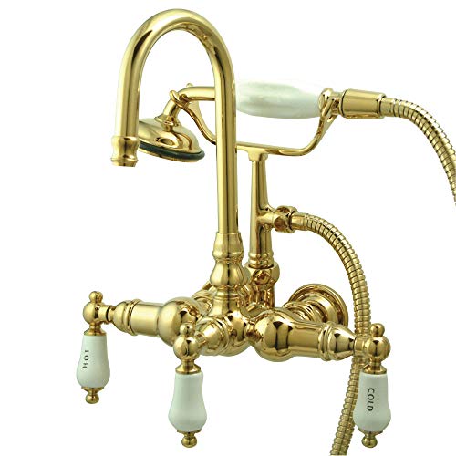Kingston Brass CC9T2 Vintage Clawfoot Tub Faucet, 7-Inch Center, Polished Brass
