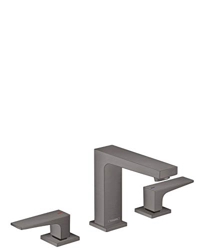 hansgrohe Metropol Modern Low Flow Water Saving 2-Handle 3-Hole 5-inch Tall Sink Brushed Black Chrome, 32516341 Bathroom Faucet