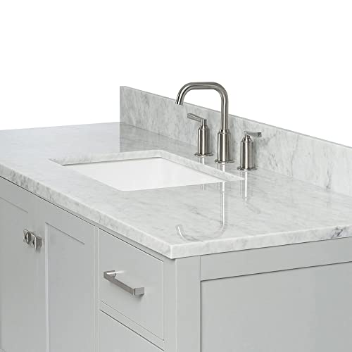 ARIEL Cambridge 55" Inch Grey Bathroom Vanity with Italian Carrara Marble Countertop 