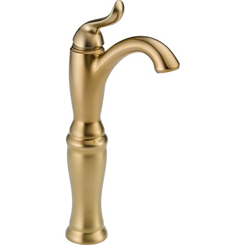 Delta Faucet Linden Vessel Sink Faucet, Single Hole Bathroom Faucet, Gold Bathroom Faucet, Single Handle, Diamond Seal Technology, Champagne Bronze 794-CZ-DST