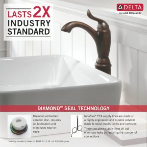 Delta Faucet Linden Vessel Sink Faucet, Single Hole Bathroom Faucet, Gold Bathroom Faucet, Single Handle, Diamond Seal Technology, Champagne Bronze 794-CZ-DST