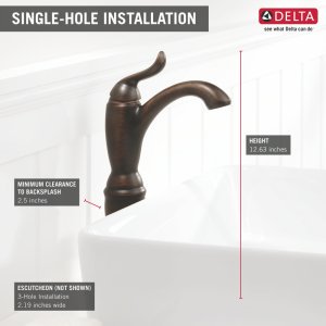 Delta Faucet Linden Vessel Sink Faucet, Single Hole Bathroom Faucet, Gold Bathroom Faucet, Single Handle, Diamond Seal Technology, Champagne Bronze 794-CZ-DST