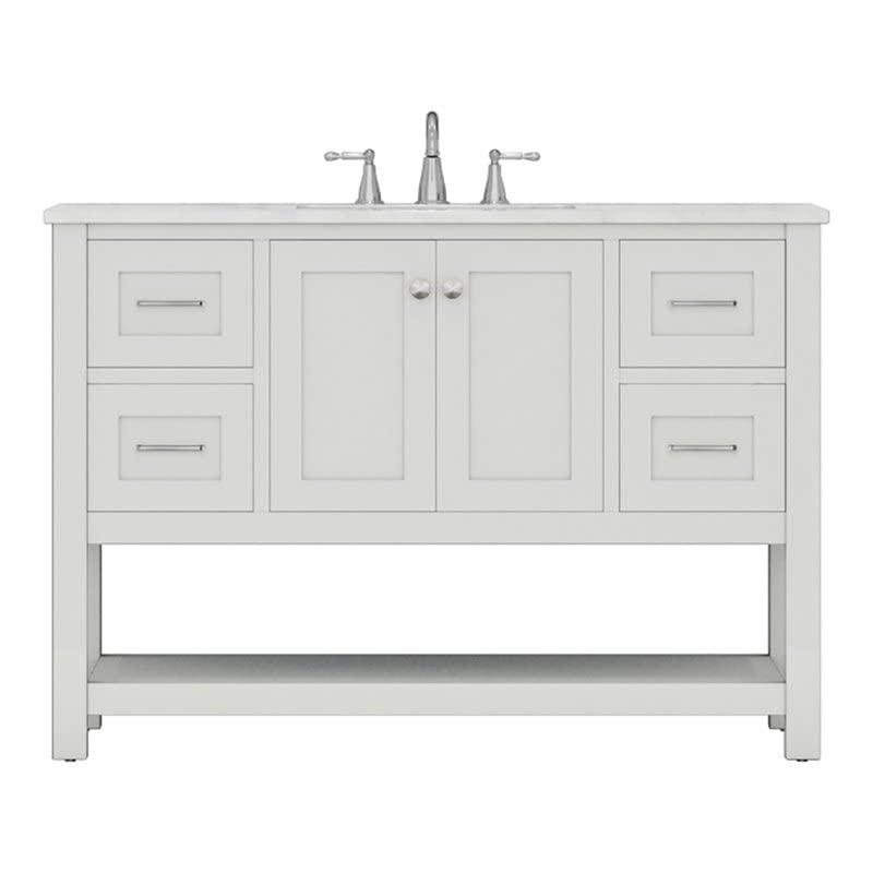 Alya Bath HE-102-48-W-CWMT Wilmington Single Bathroom Vanity with Carrera Marble Top and No Mirror, 48", White