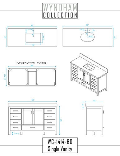 Wyndham Collection Sheffield 60 inch Single Bathroom Vanity in Espresso, White Carrara Marble Countertop, Undermount Oval Sink, and No Mirror