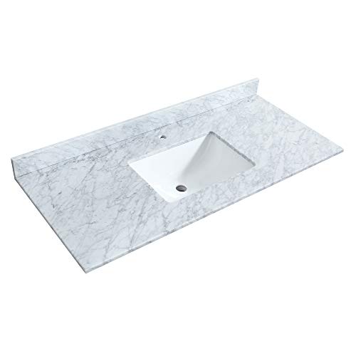 Wyndham Collection Daria 48 inch Single Bathroom Vanity in White, White Carrara Marble Countertop, Undermount Square Sink, and No Mirror