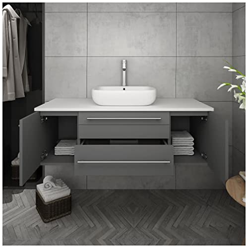 Fresca Stella 48" Wall Hung Vessel Bathroom Vanity in Royal Blue