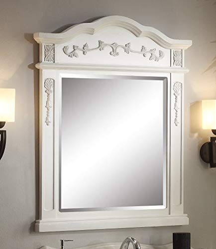 30.75" Ellenton Antique Style White Bathroom Sink Vanity & Mirror Set HF-080W-AW-BS-MIR