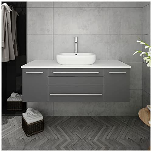 Fresca Stella 48" Wall Hung Vessel Bathroom Vanity in Royal Blue