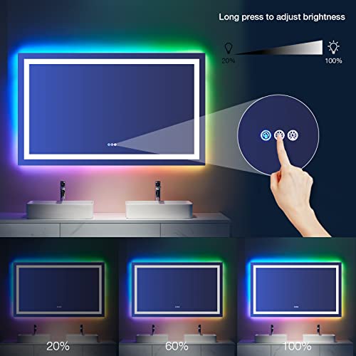 RGB LED Dimmable Bathroom Mirror with Lights