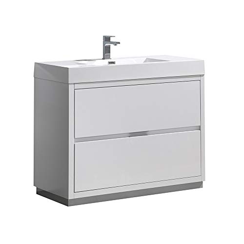 Fresca Valencia 40" Glossy White Free Standing Modern Bathroom Vanity
