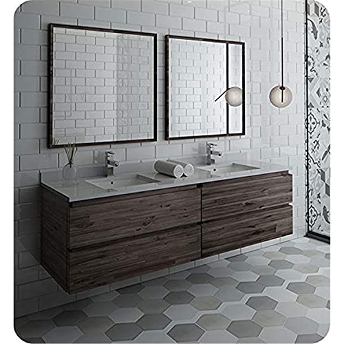 Fresca Formosa 72" Wall Hung Double Sink Modern Bathroom Vanity w/Mirrors