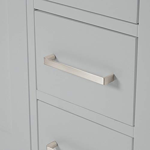 ARIEL 49" Inch Grey Bathroom Vanity with Pure White Quartz Countertop | Oval Sink | 2 Soft Closing Doors and 9 Full Extension Dovetail Drawers | No Mirror
