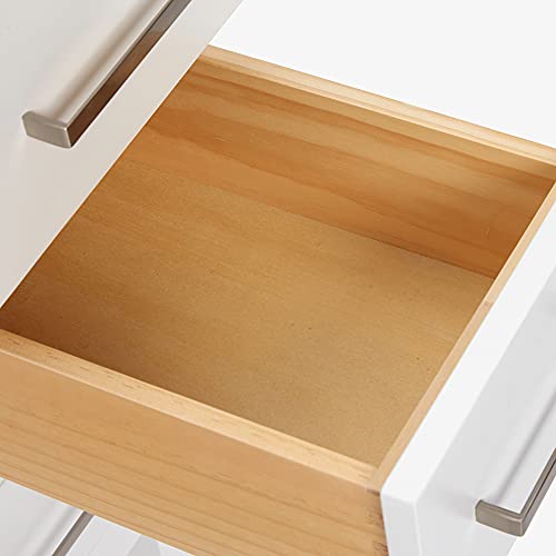 ARIEL 61" Inch White Bathroom Vanity with Pure White Quartz Countertop | Oval Sink | 2 Soft Closing Doors and 9 Full Extension Dovetail Drawers | No Mirror