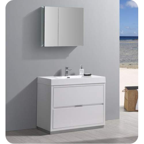 Fresca Valencia 40" Glossy White Free Standing Modern Bathroom Vanity