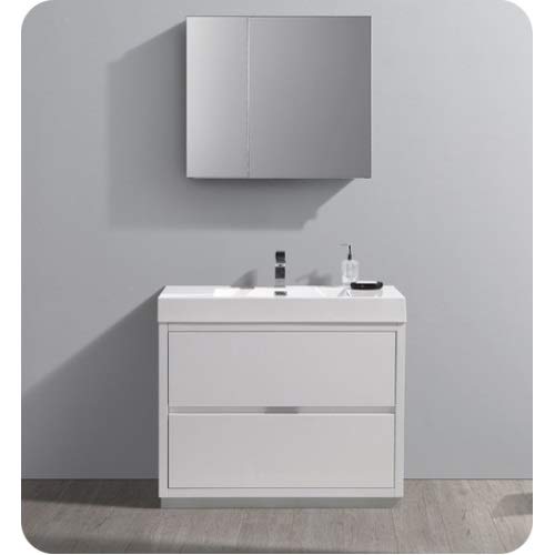 Fresca Valencia 40" Glossy White Free Standing Modern Bathroom Vanity