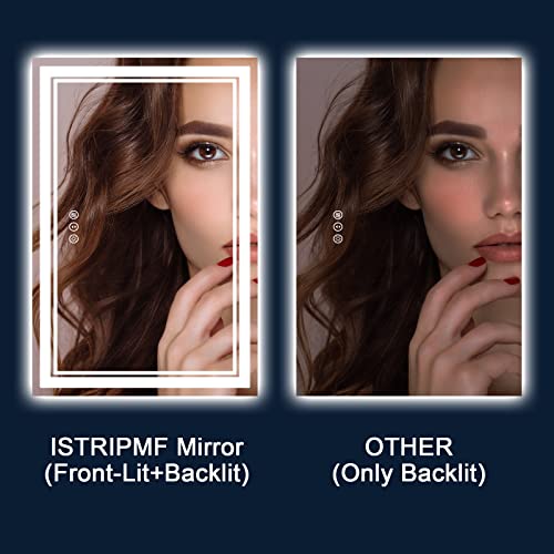 ISTRIPMF 96 x 36 Inch LED Bathroom Mirror with Lights, Backlit and Front Lighted Bathroom Mirrors for Wall, Anti-Fog Dimmable Memory Shatterproof Bathroom LED Vanity Mirror