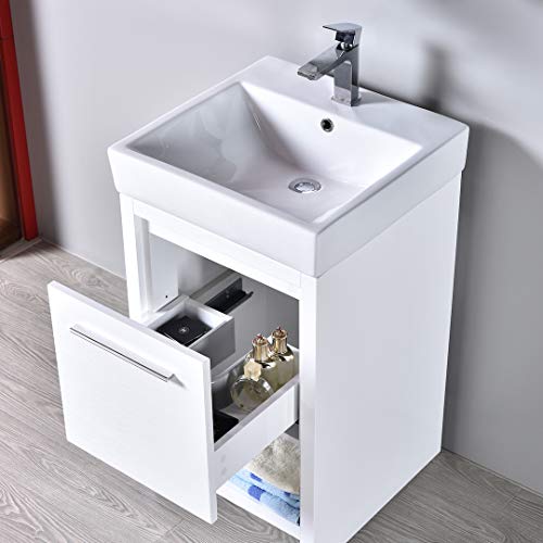 Blossom Milan 20" Inches Single Bathroom Vanity, MDF, Ceramic Sink with Mirror Medicine Cabinet Glossy White 014 20 01MC