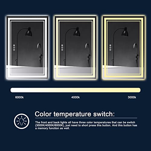 ISTRIPMF 96 x 36 Inch LED Bathroom Mirror with Lights, Backlit and Front Lighted Bathroom Mirrors for Wall, Anti-Fog Dimmable Memory Shatterproof Bathroom LED Vanity Mirror