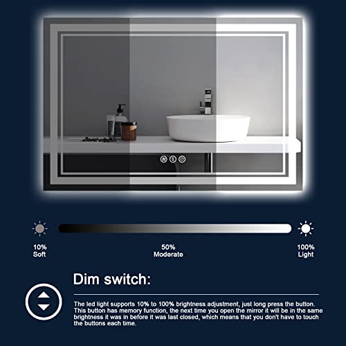 ISTRIPMF 96 x 36 Inch LED Bathroom Mirror with Lights, Backlit and Front Lighted Bathroom Mirrors for Wall, Anti-Fog Dimmable Memory Shatterproof Bathroom LED Vanity Mirror