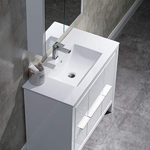 Blossom Milan 36" Inches Single Bathroom Vanity, MDF, Ceramic Sink with Mirror Medicine Cabinet Glossy White 014 36 01 MC