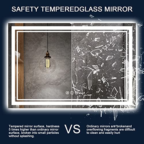 ISTRIPMF 96 x 36 Inch LED Bathroom Mirror with Lights, Backlit and Front Lighted Bathroom Mirrors for Wall, Anti-Fog Dimmable Memory Shatterproof Bathroom LED Vanity Mirror