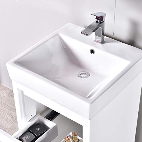 Blossom Milan 20" Inches Single Bathroom Vanity, MDF, Ceramic Sink with Mirror Medicine Cabinet Glossy White 014 20 01MC