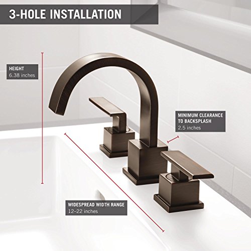 Delta Faucet Vero Widespread Bathroom Faucet 3 Hole, Bronze Bathroom Faucet, Bathroom Sink Faucet, Metal Drain Assembly, Venetian Bronze 3553LF-RB