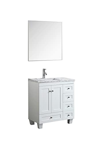 Eviva Happy Bathroom Vanity with Sink 30 inches Single Faucet Bathroom Sink Cabinet in White Bathroom Vanity and Sink Combo for Contemporary Bathroom