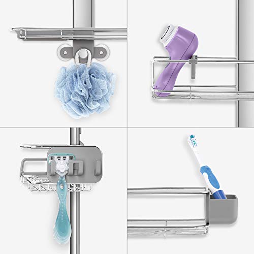 simplehuman Adjustable and Extendable Shower Caddy Large, Stainless Steel and Anodized Aluminum