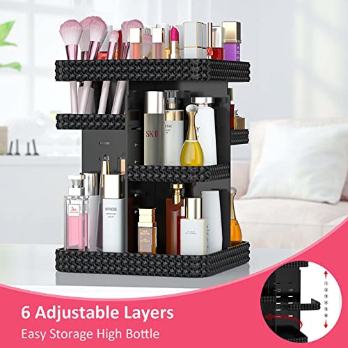 360 Rotating Makeup Organizer with Adjustable Layers