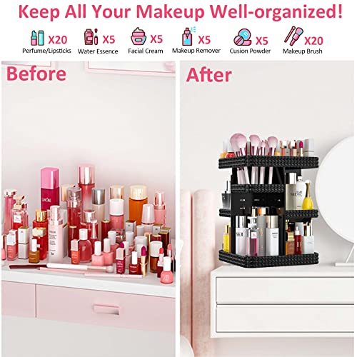 360 Rotating Makeup Organizer with Adjustable Layers