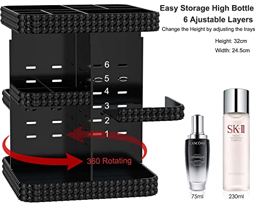 360 Rotating Makeup Organizer with Adjustable Layers