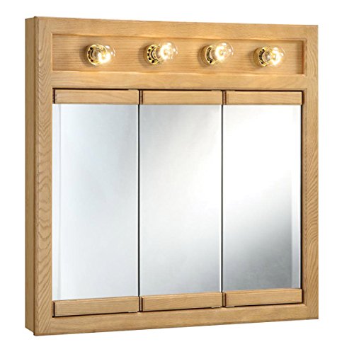 Design House 530600-NOK Richland Lighted Triview, 30-inch, Nutmeg Oak