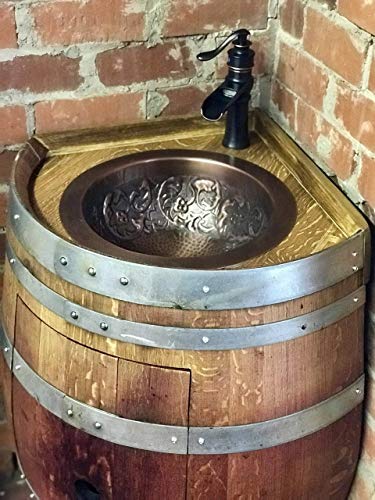 Wine Barrel Corner Copper Sink Vanity