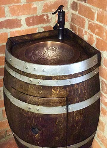 Wine Barrel Corner Copper Sink Vanity