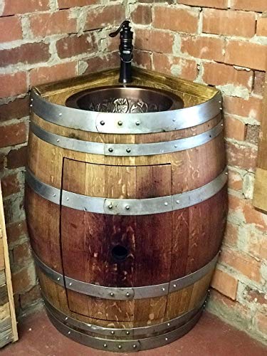 Wine Barrel Corner Copper Sink Vanity