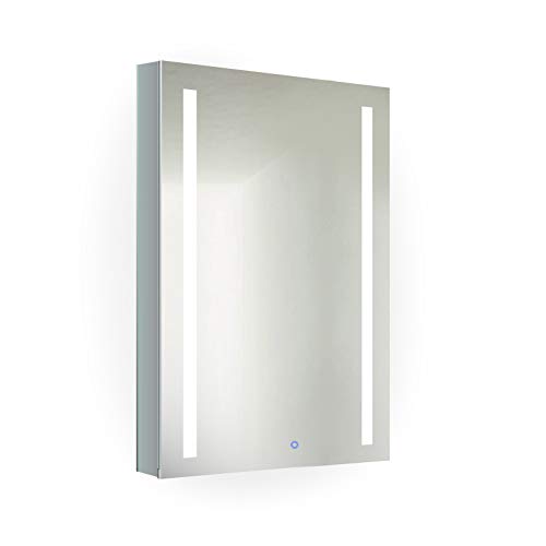 Krugg Kinetic LED Medicine Cabinet| Recessed or Surface Mount Mirror Cabinet w/Dimmer & Defogger (20"x30" Left Hinge)