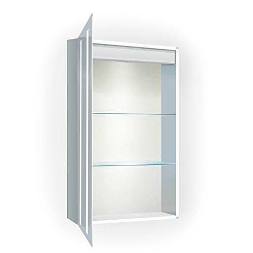 Krugg Kinetic LED Medicine Cabinet| Recessed or Surface Mount Mirror Cabinet w/Dimmer & Defogger (20"x30" Left Hinge)