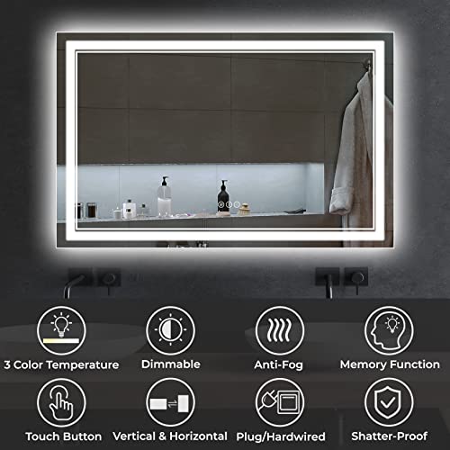Dimmable LED Bathroom Mirror with Anti-Fog Lights