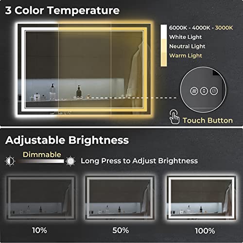 Dimmable LED Bathroom Mirror with Anti-Fog Lights