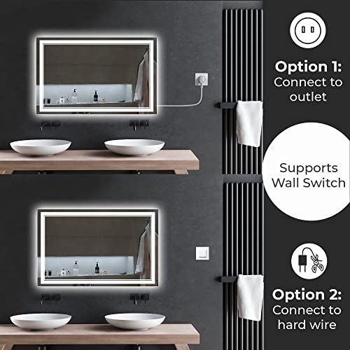 Dimmable LED Bathroom Mirror with Anti-Fog Lights